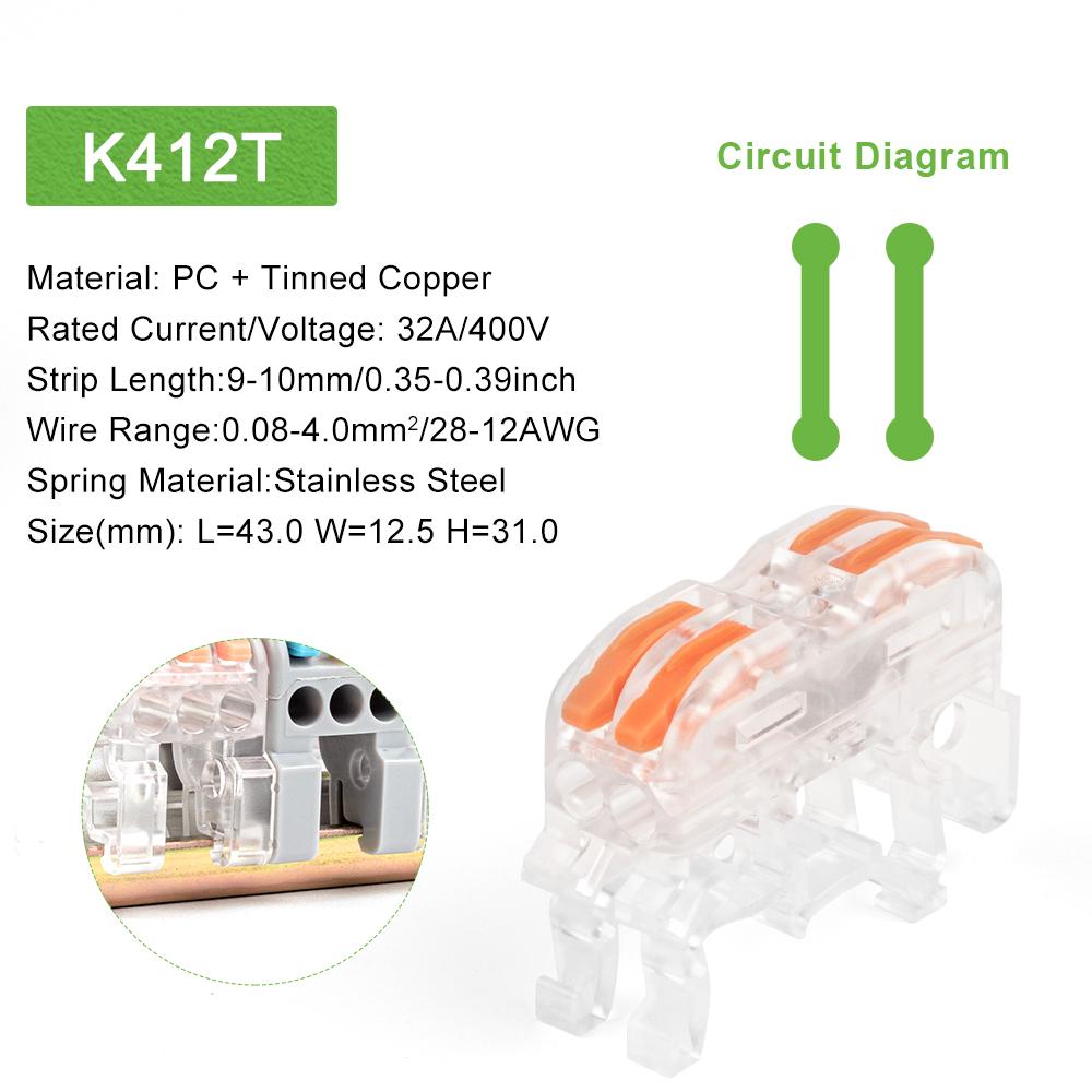 Din Rail Wire Connector  Fast Universal Compact Electric Cable LED Light Lamp Conector Wiring Conductor Terminal Block 2/3pin