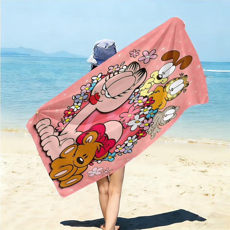 1Pc Garfield'S Hug Adventure Beach Towel Microfiber Beach Towel Thin Absorbent For Beach Swimming Yoga Bath Sports 091773