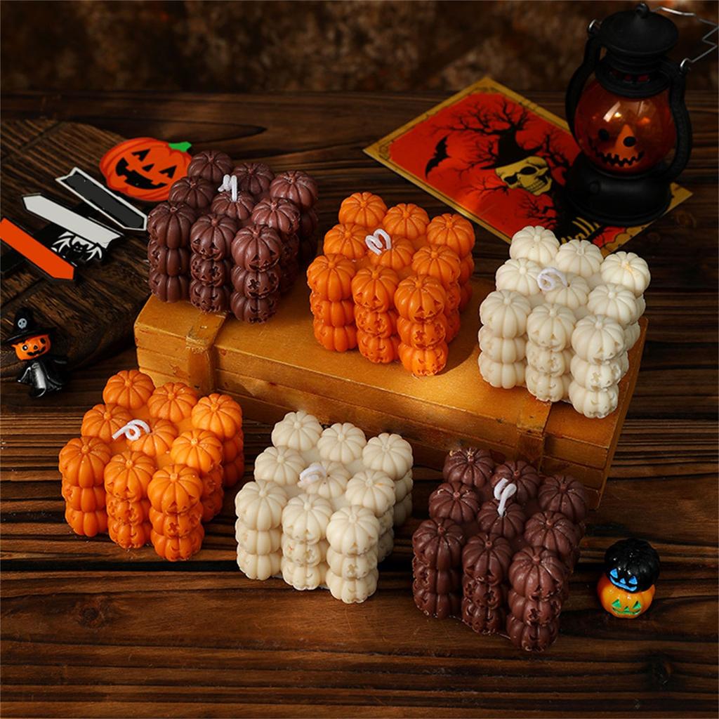 Halloween Cranium Hexahedron Pumpkin Aromatherapy Candle Handmade Cranium Candle Ornaments