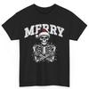 Xmas Skeleton Wrapped By Christmas Lights Merry Cotton T Shirt