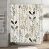Modern Bathroom Shower Curtain Set Elegant Plant Pattern Decorative Shower Curtains for Home Bathrooms – White Black Beige Color