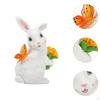 Landscape Lamp Rabbit Figurine,with Butterfly and Tulip Garden Decoration Animal Ornament for
