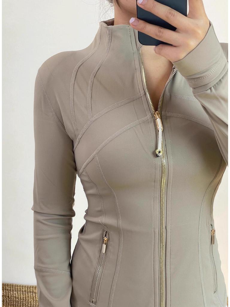 Giacca da Yoga Lu Family Defina Slim Fit con Collo Alto, Asciugatura Rapida - Morbida, Spazzolata, Elastica per l'Autunno