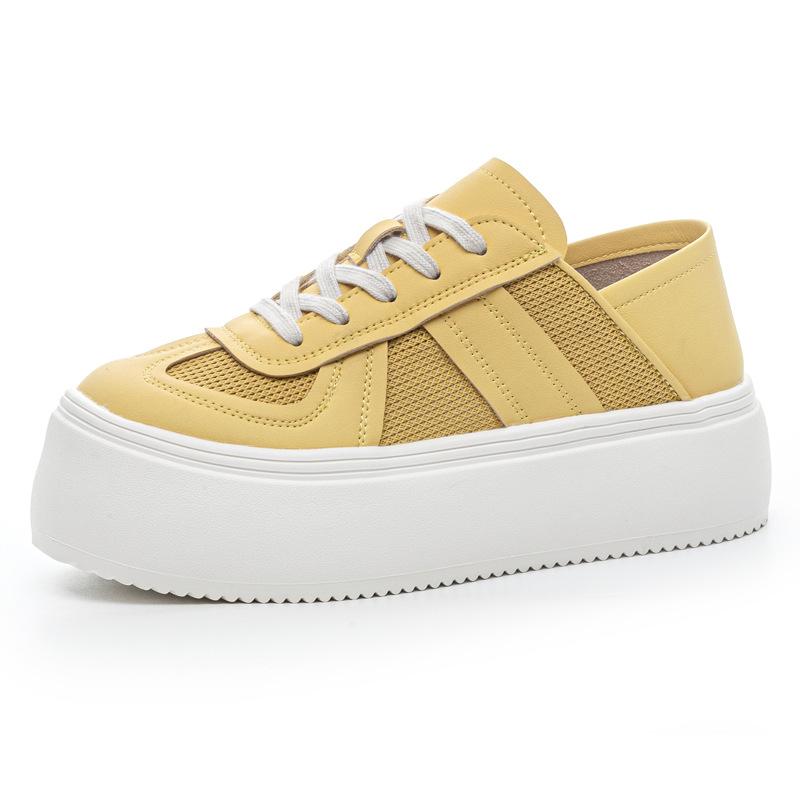 

Leather mesh two wear little white shoes women s 2025 spring and summer new round head thick sole breathable thin casual sports shoes 40 жёлтый