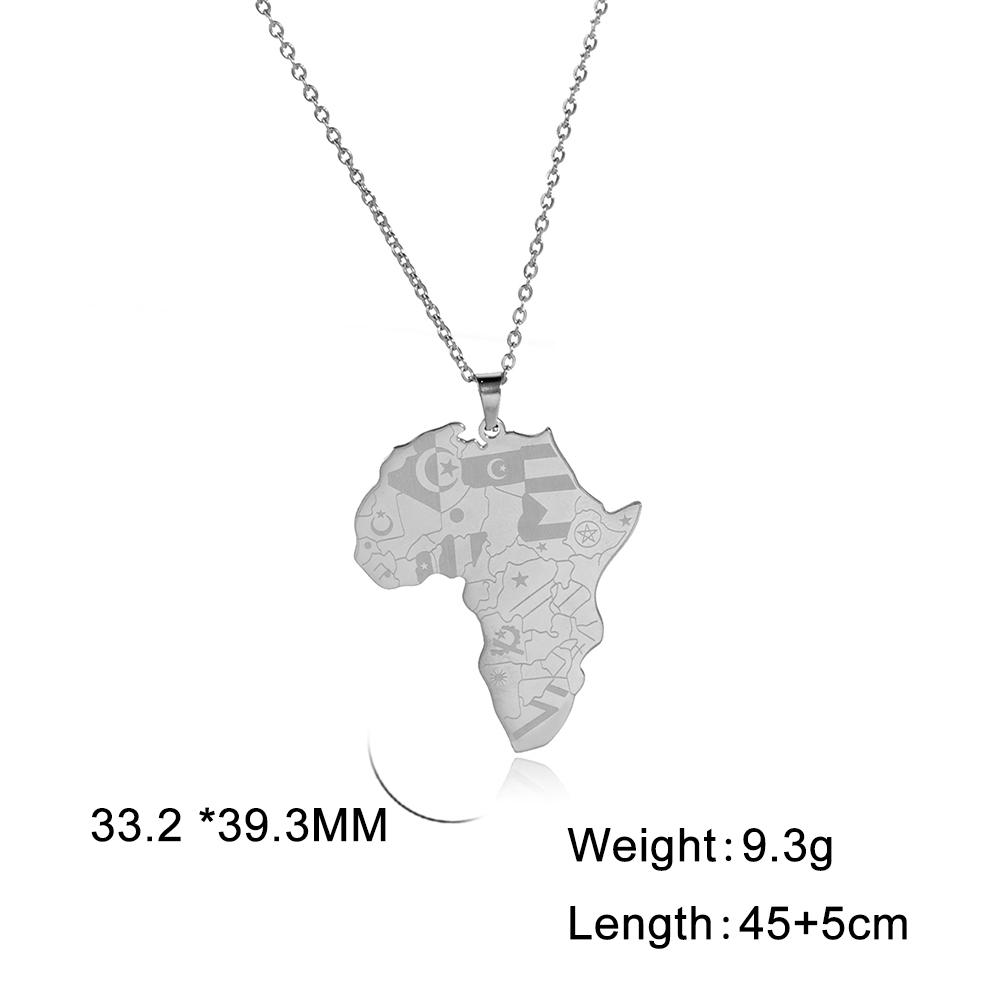 My Shape Africa Map Necklaces for Women Men Stainless Steel South African Map Pendant Chain Choker Hollow Map African Jewelry