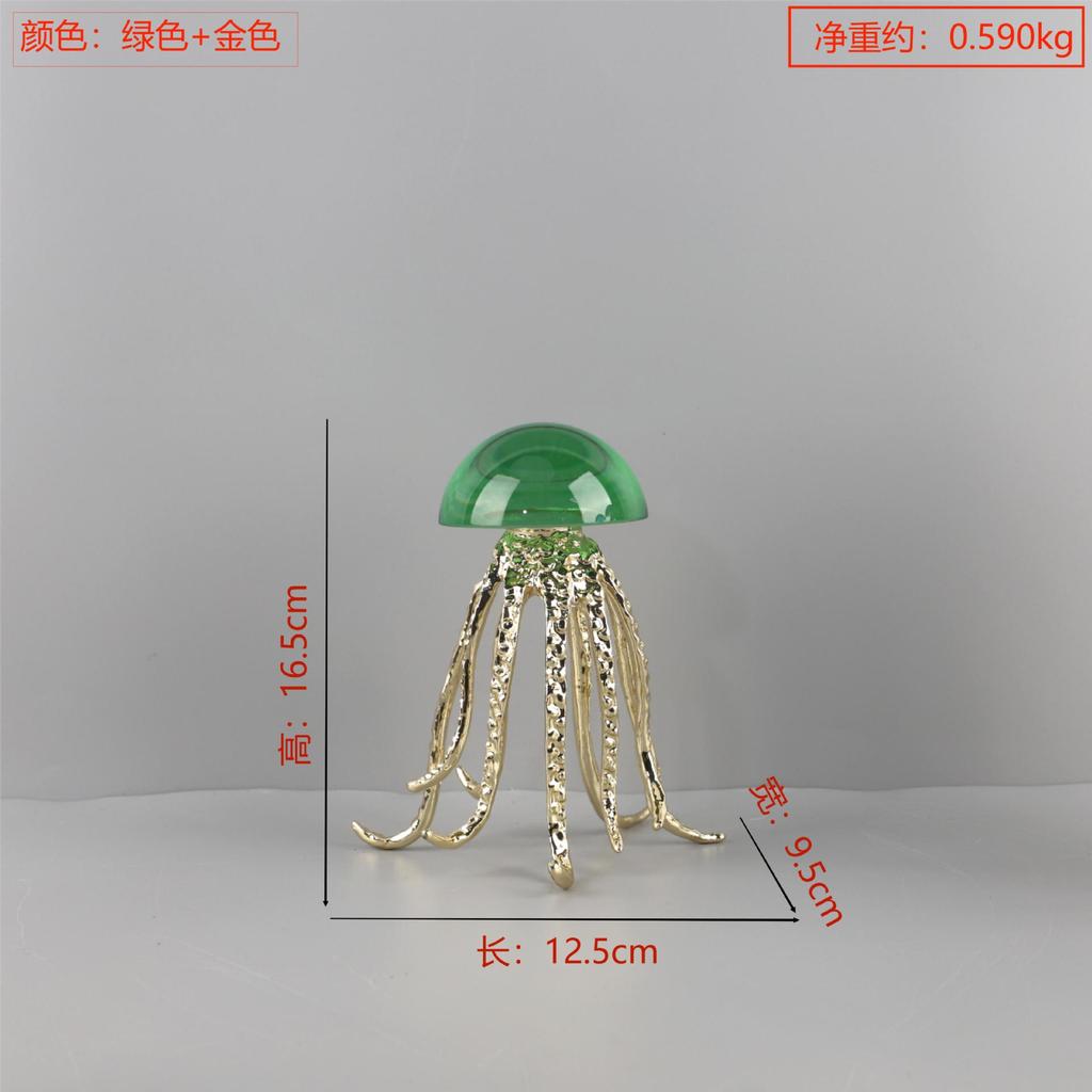 Modern Minimalist Crystal Jellyfish Ornaments Metal Ocean Art Living Room Bedroom Hotel Home Accessories Table Decoration