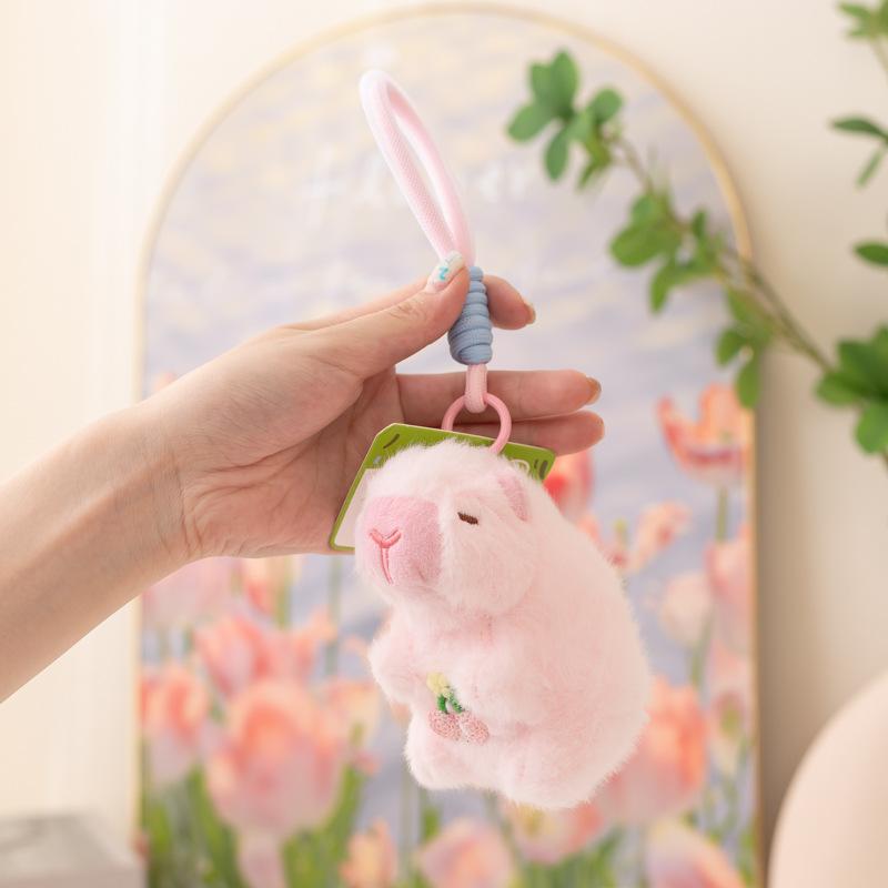 Cartoon Capibara Capybara Doll Plush Toy Hamburger Capybara Panda Small Pendant Bag Keychain