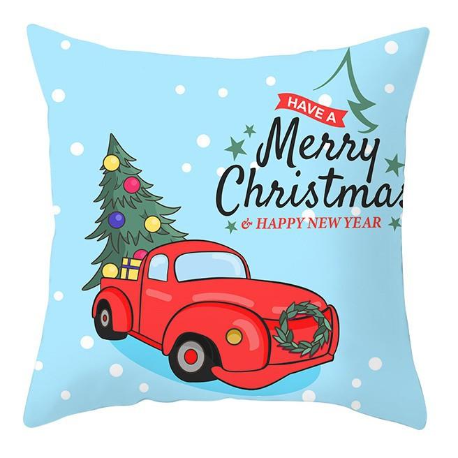 Cartoon Christmas Dog Car Pattern Pillow Case Festive Home Decoration Office Car Cushion Pillow Case
