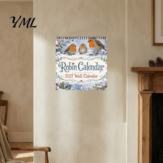 Important Date Reminder 2027 Bird Wall Calendar, 12-Month Monthly Planner for Home Office Kitchen, Festival Event Lunar Calendar with Beautifully