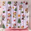 Funny Christmas Puppy Shower Curtain Christmas Tree Gift Bow Snowflake Polyester Fabric Shower Curtain Bathroom Decor With Hooks