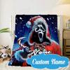 Custom Name Ghostface Horror Theme Blanket bed sofa Blanket Flannel Blanket for Camping, Hiking, Picnic Essentials,gift for Fan family