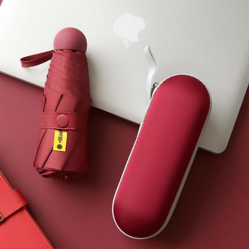 

Зонт от солнца с 8 спицами, складной легкий мини-зонт, дорожный капсульный складной универсальный зонт, ветрозащитный зонт красный