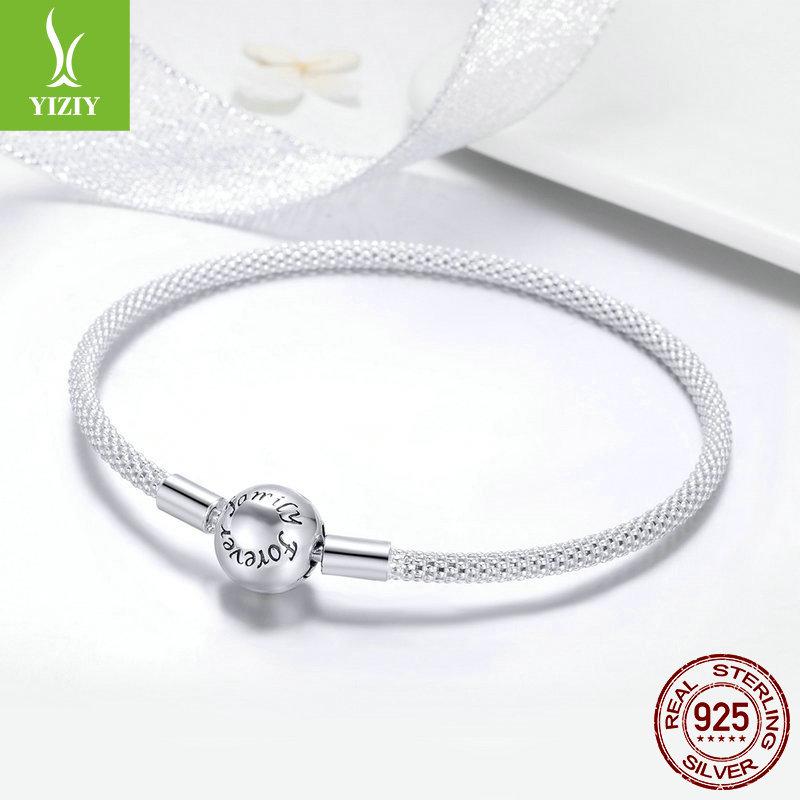 Yinziyun S925 Silver Bracelet for Women - Eternal Love Korean Style, Simple, Fashionable, DIY Basic Design (Model SCB105)
