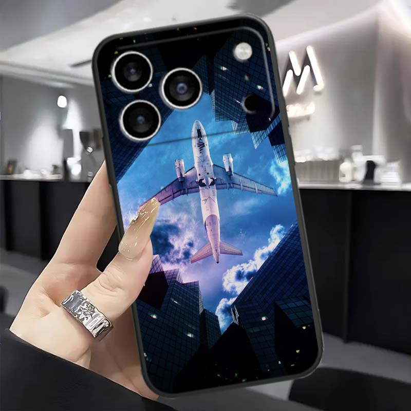 

Модный рисунок самолета Для Apple iPhone 17 16 16E 15 14 13 12 11 Pro Max Plus Черный Мягкий Силиконовый Чехол для Телефона iPhone 12