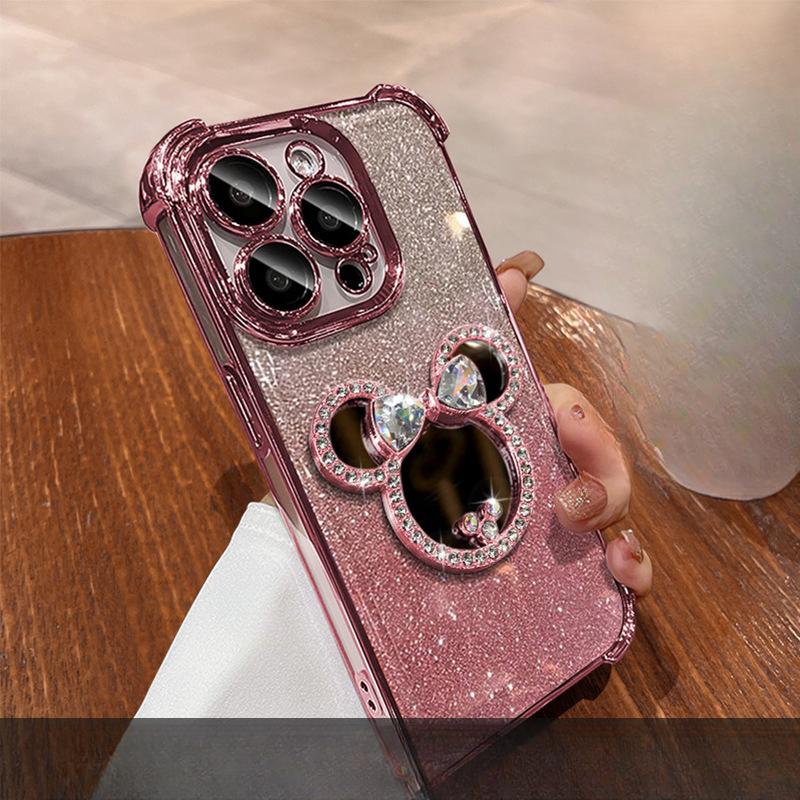 Lustrzana mysz odpowiednia dla iPhone'a 16 Etui na iPhone'a 15promax Galwanizowane Odporne na upadki 14 Wysokiej klasy Wyczucie 13 Uchwyt