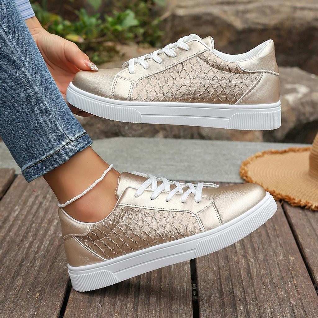 Fashion Women Trend Sneakers Spring Autumn 2024 Round Toe Lace-up Platform Flats Shoes Anti-slip Lightweight Sneakers Zapatos De Mujer