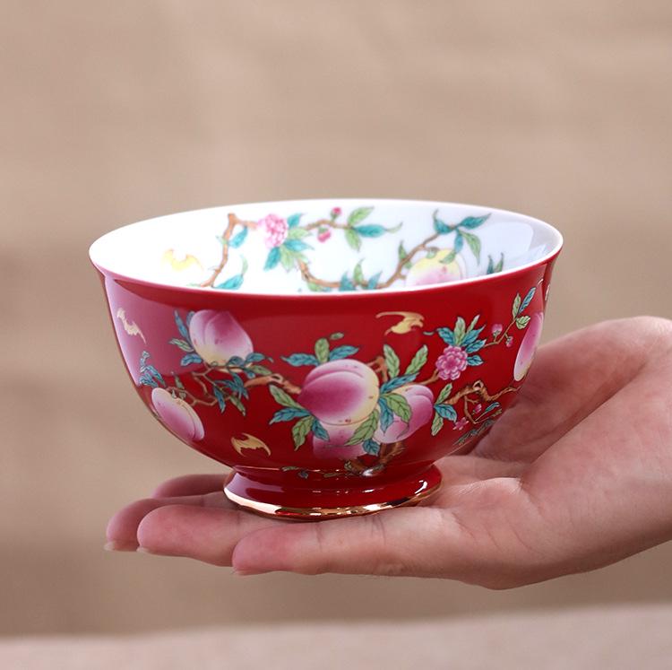 High-Temperature Underglaze Porcelain Longevity Bowl with Chopsticks and Spoon - Ideal Gift for 80th Birthday