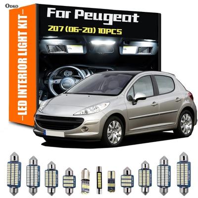 For Peugeot 207 2006- 10Pcs LED Interior Reading Light Trunk Plate Bulb Kit Hatchback Saloon Signal Lamp Car Lights