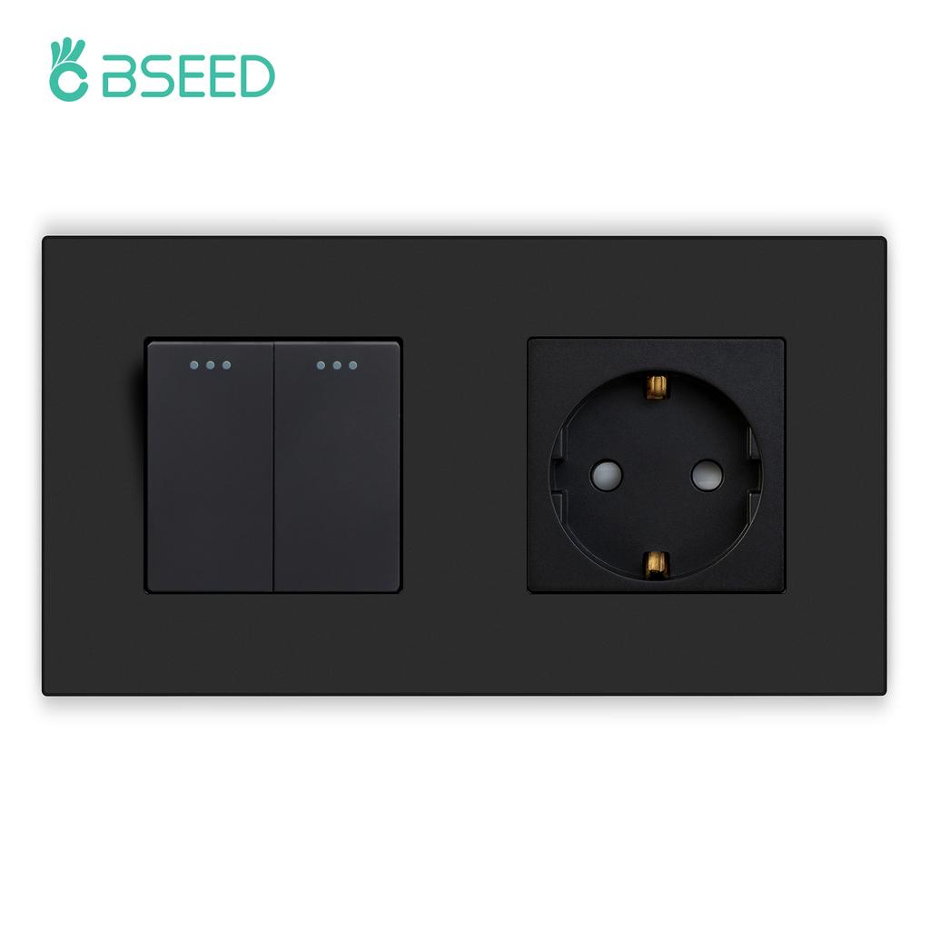 BSEED Einzelne EU-Wandsteckdose Doppel-USB-Steckdosen Typ C Dreifache Steckdosen Vier Steckdosen USB-C-Anschluss 2,1A Kunststoffrahmen