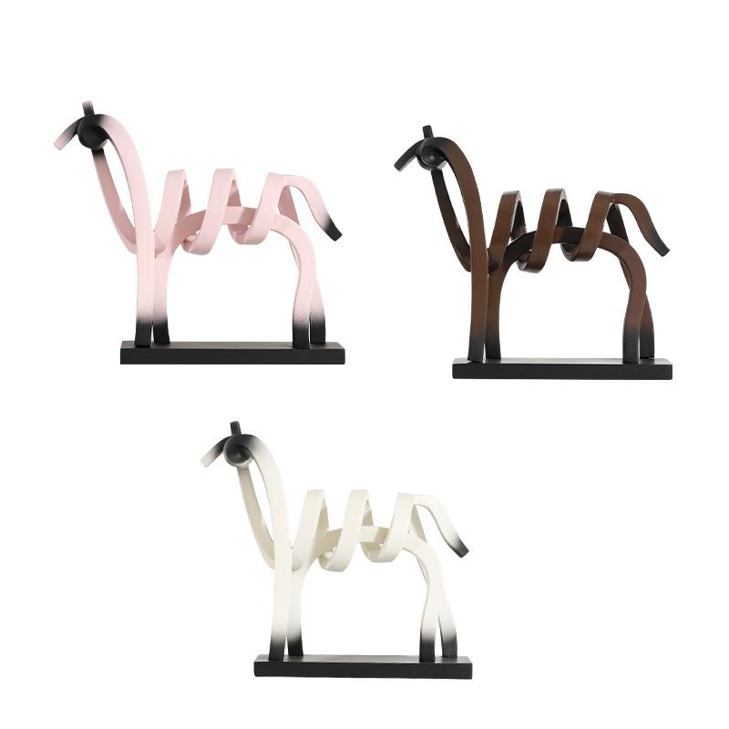 Abstract Line Hollow Horse Figurine Resin Animal Sculpture Craft Living Room Office Hollow Horse Figurine Home Decoration Gift