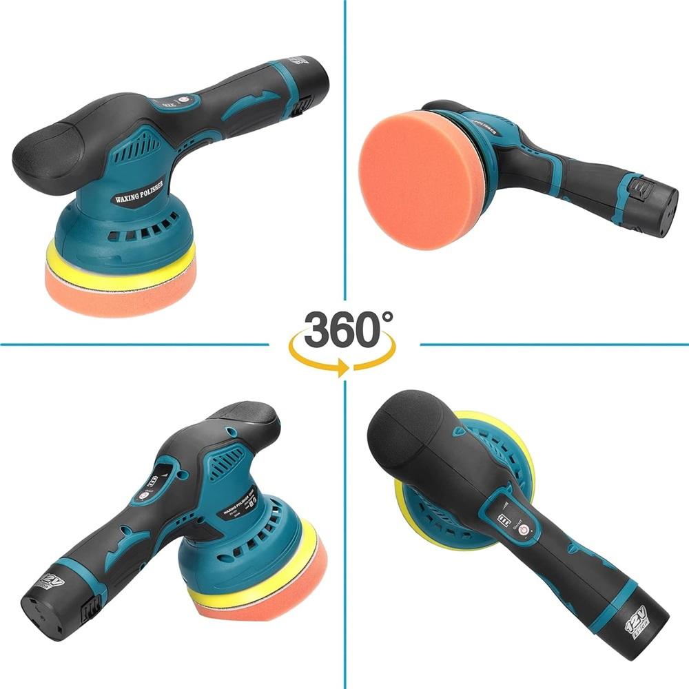 Cordless Eccentric Car Polisher with 8 Adjustable Speeds, Multi-Function Metal Waxing and Wood Grinding Rust Remover