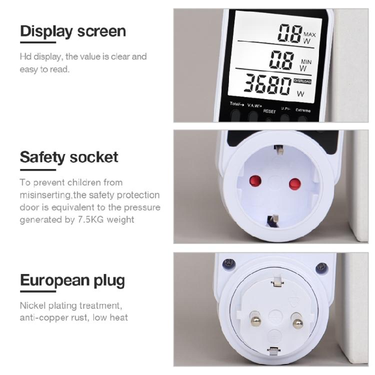 Smartests Electricity Backlits Display Energy Monitors With Large LCD Screen And Adjustable Overloads Alerts