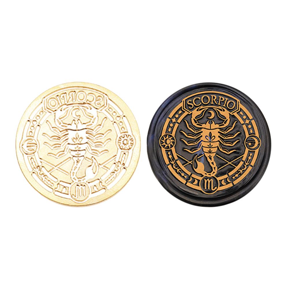 Twelve Constellations Seal Copper Head Classic Vintage Stamps Print Head DIY Manual Account Invitation Envelope for Wedding Card