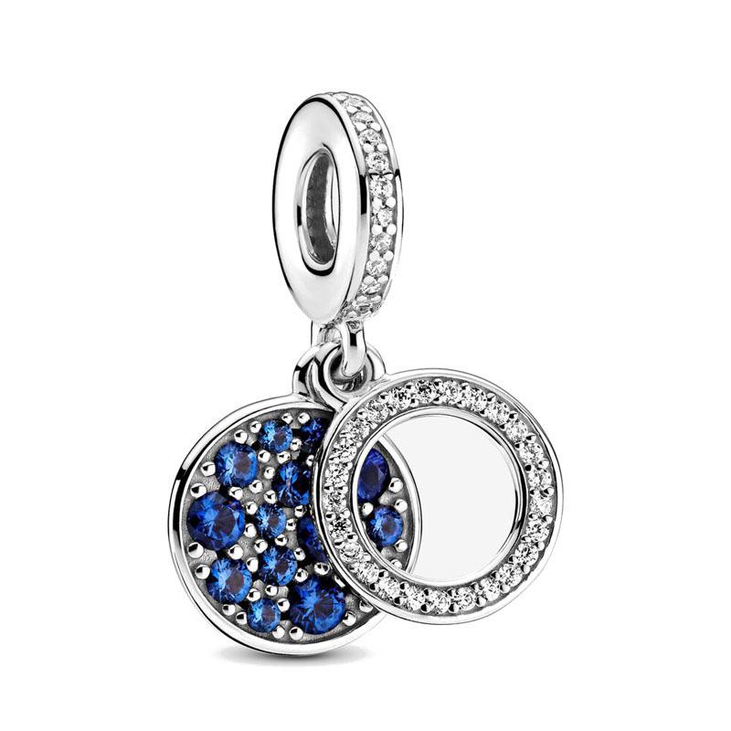 New 2024 925 Sterling Silver Plated Blue Pave Series Star Owl Butterfly Moon Pendant Diy Jewelry Bead Fit European Bracelet