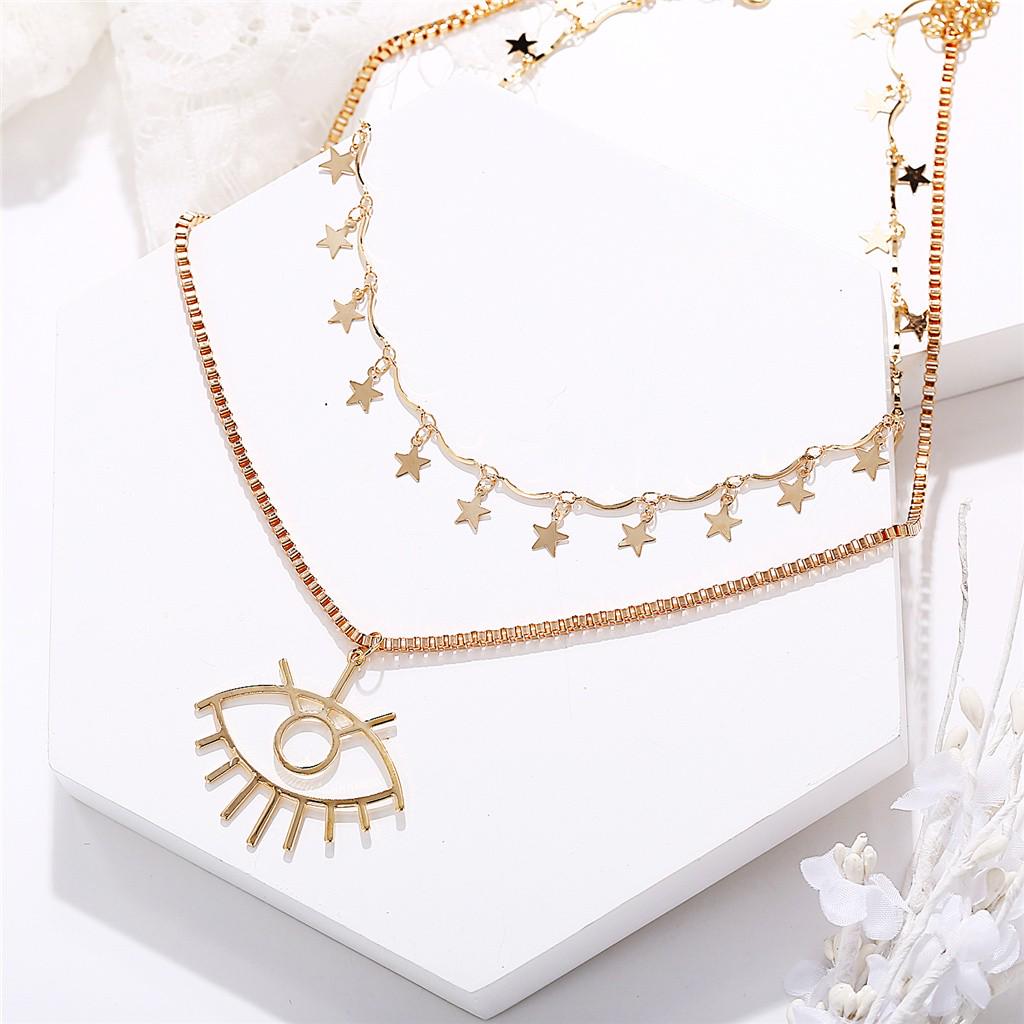 Eye Pendant Multi-Layer Necklace Creative Retro  Trend Star Clavicle Chain