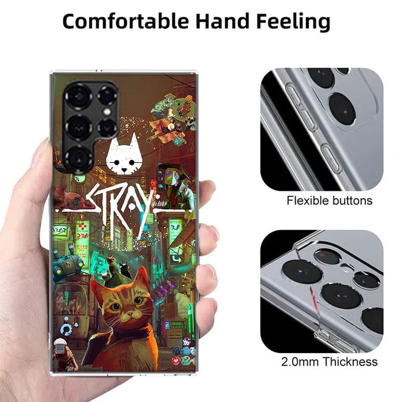 Game S-Stray Cat Capa Phone Case For Samsung S26 Ultra S25 Edge Galaxy S23 S21 S20 S24 FE S22 S10 Plus Cover Clear TPU Shell Coq