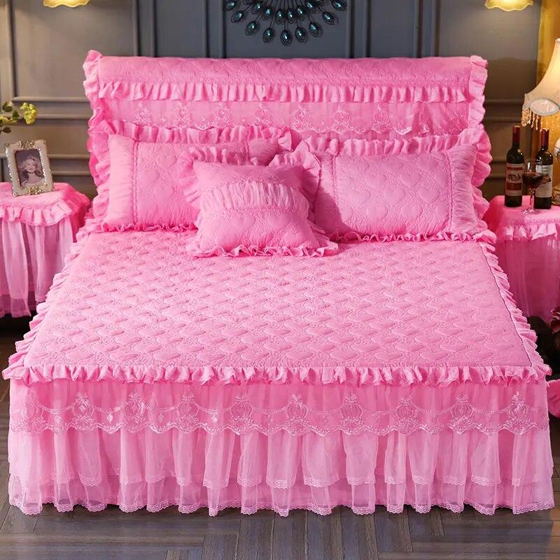 Home Warm Cotton Bed Spreads Thickened King Size Bed Cover Antiskid Bed Cover Lace Bedspreads Queen Size Bed Decoration