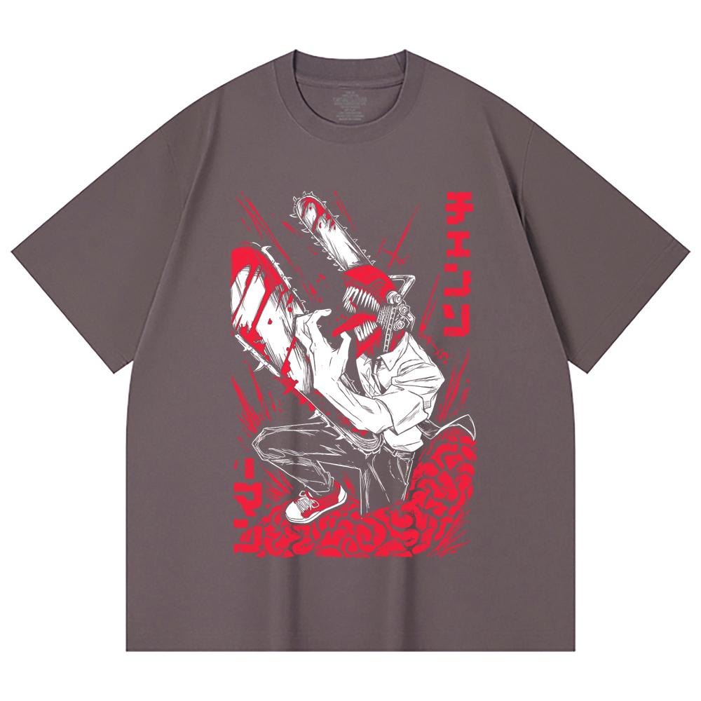230 Gsm 100% Cotton Chainsaw Man V28 Denji Print Unisex Heavy Cotton T Shirt
