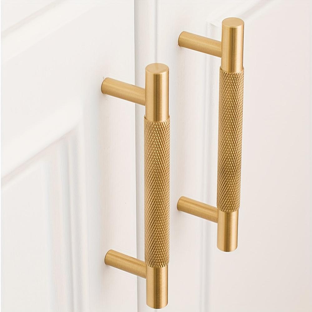 4pcs Brushed Copper Cabinet Handles - Solid Brass Kitchen Drawer Pulls Furniture Door Knobs for Cupboards Bedrooms