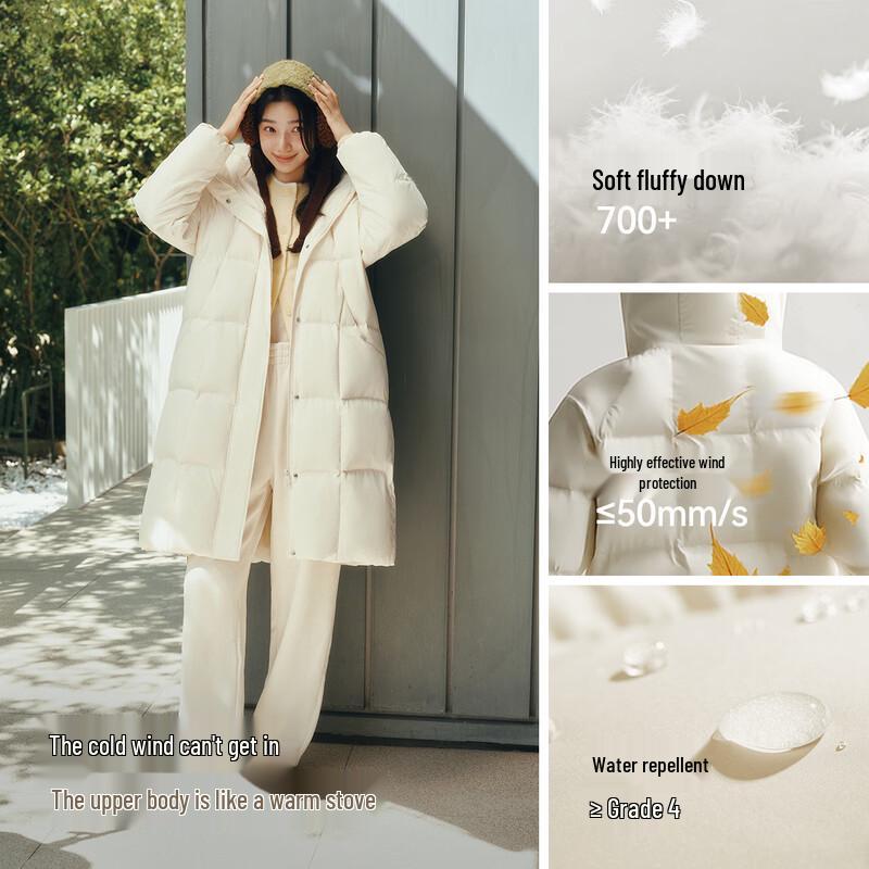 Semir Women's Chen Duling 90% Down Long Coat with Detachable Fur Collar