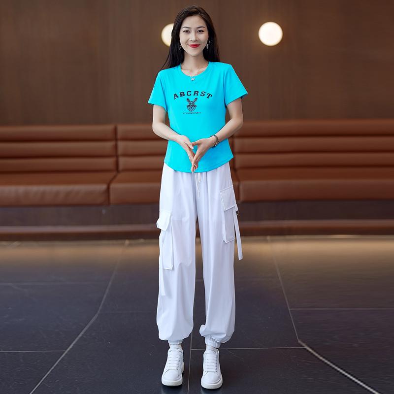 2025 Women's Summer Square Dance Set: Stylish Aerobic Top & Loose Cotton Pants