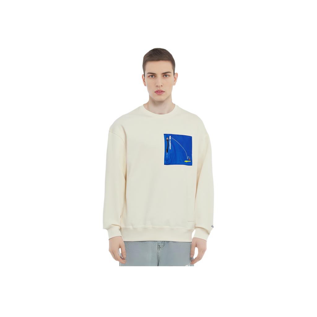 Puma Roaringwild X Crew Neck Pocket Sweatshirt With Color-Blocked Zipper Men Sweatshirt Ivory-White 532596-73