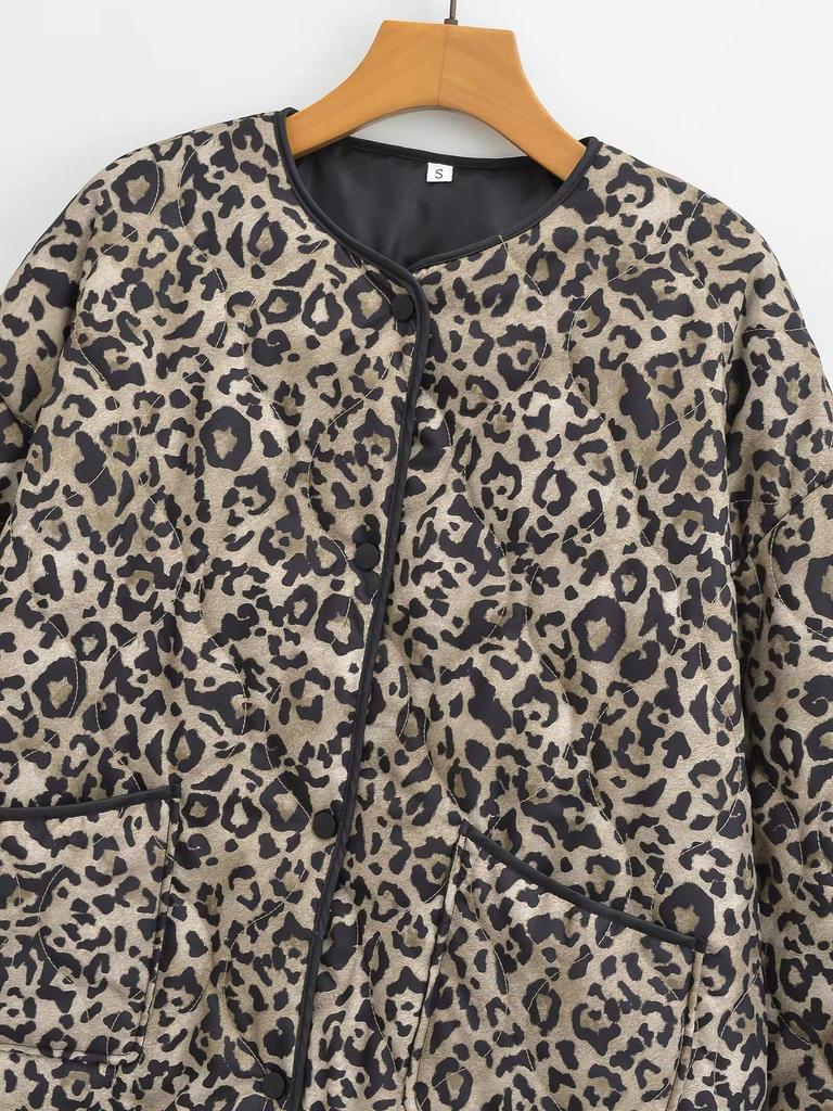 2024 Autumn Women's Cotton Animal Print Jacket - European & American Style Fashion