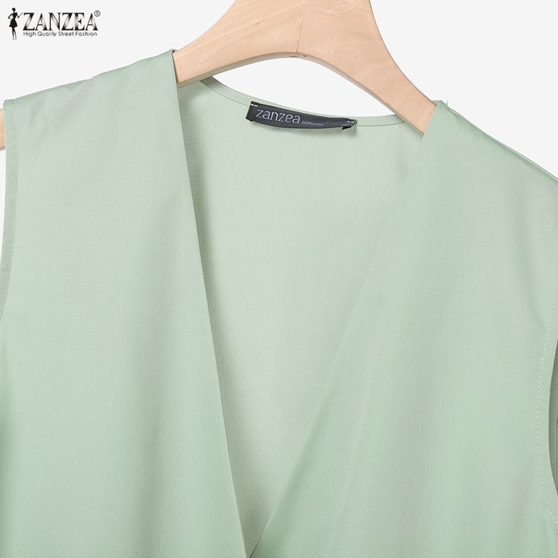 ZANZEA Women Sleeveless Vest Tops and Pants Casual Two Piece Suit Sets