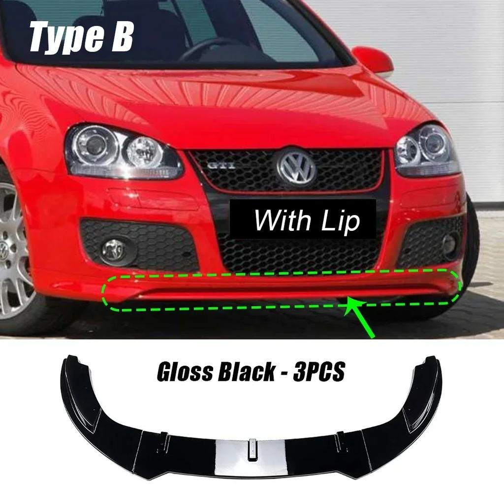 Gloss Black Car Front Bumper Lip Splitter For Volkswagen Golf 5 MK5 GTI 2005-2008 Tuning Bumper Protector Cover Trims Body Kits