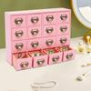 16-Compartment Drawer Storage Cabinet – Vintage Pink Solid Wood Desktop Organizer – 22 lbs Load Capacity