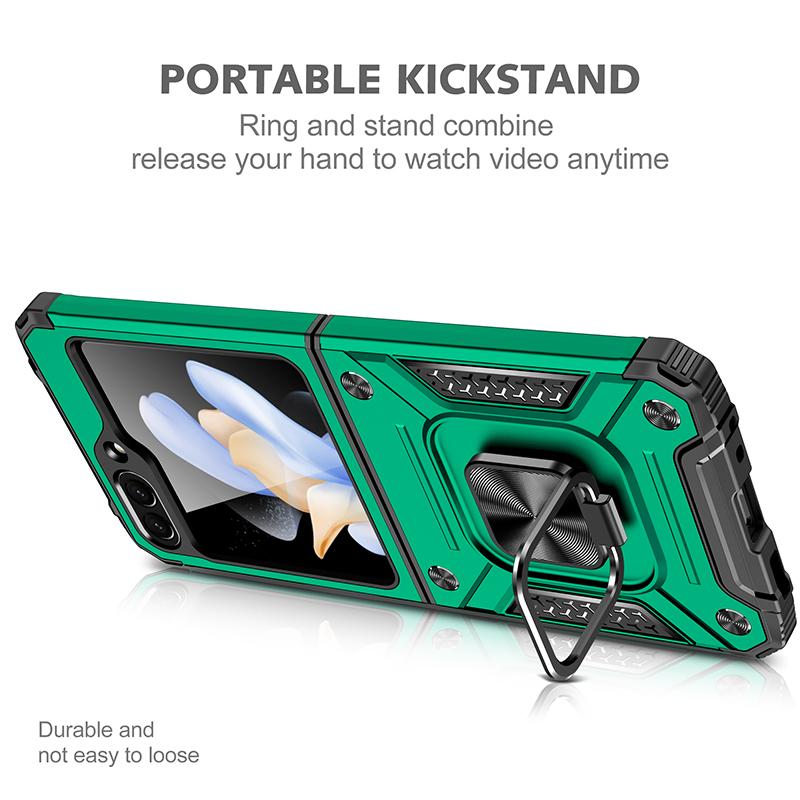 Luxury Anti-Drop Folding Armor Cover Stand Case for Samsung Galaxy Z Flip5 Flip4 5G Non-Slip Cell Phone Bag for Galaxy Z Flip 5 Protective Case