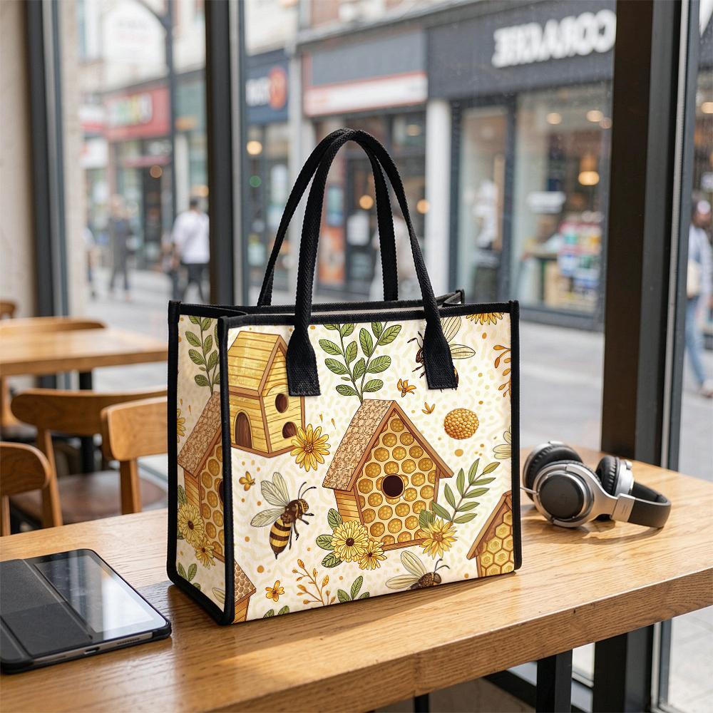 Cute Bee Pattern Tote Bag Casual Handbag for Daily Shopping