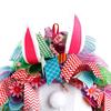 Easter Bunny Wreath with Floppy Ears & Colorful Ribbon Plush Front Door Hanging Wreath Spring Festival Party Decoration