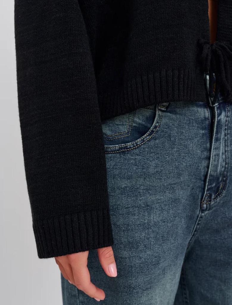 2025 Autumn/Winter European and American Women's Casual Loose Cardigan Tie Solid Color Knitted Sweater