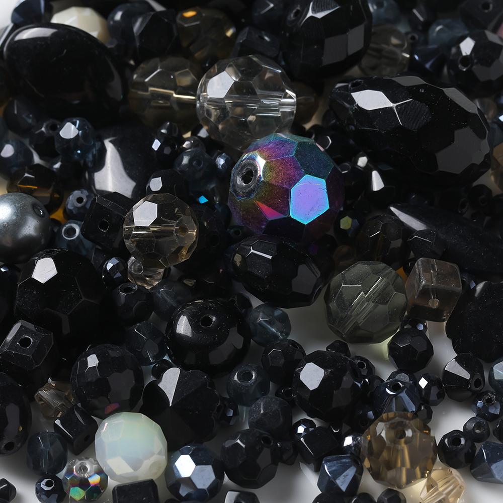 45g Glass Mixed Style Faceted Beads Colored Spacer Loose Beads for DIY Crafts Necklace Bracelet Charms Jewelry Making Findings чёрный