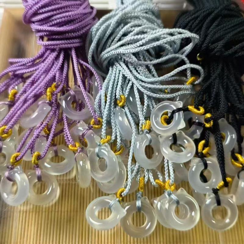 Natural White Agate Cat Ear Ring Pendant - Cute Lychee Jelly Accessory