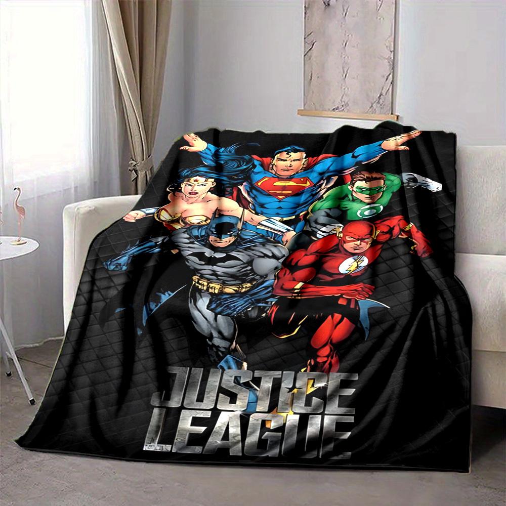 1 Stück Justice League Decke Polyesterfaser, Ganzjahreskomfort für Sofa, Bett, Büro, Auto, Camping, Ideale Heimdekoration & Geschenk, Bürokomfort