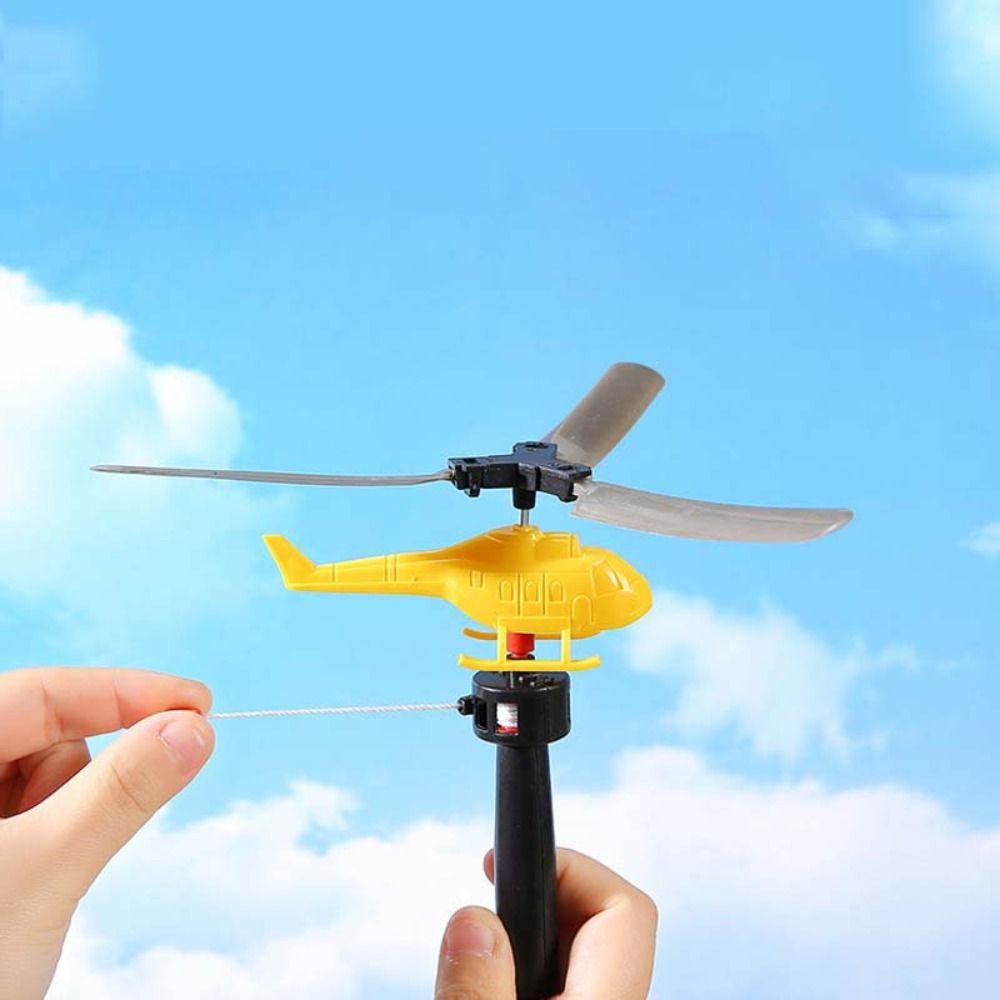 with Handle Cable Drawstring Helicopter Toy Pull Line Helicopter Toys Kids Outdoor Toy