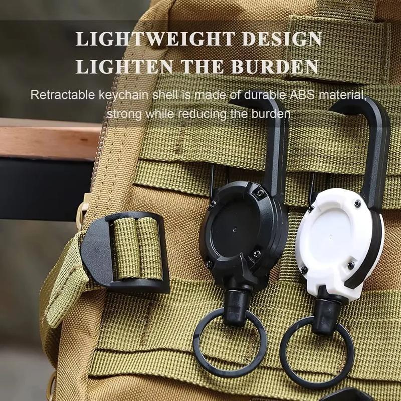 Heavy Duty Retractable Pull Badges ID Reel Carabiner Steel Wire Rope Buckle Key Holder Outdoor Tools