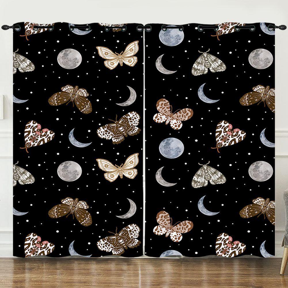 Curtain Butterfly Dark Curtain 3D Digital Printing Sunshade Bedroom No Punching